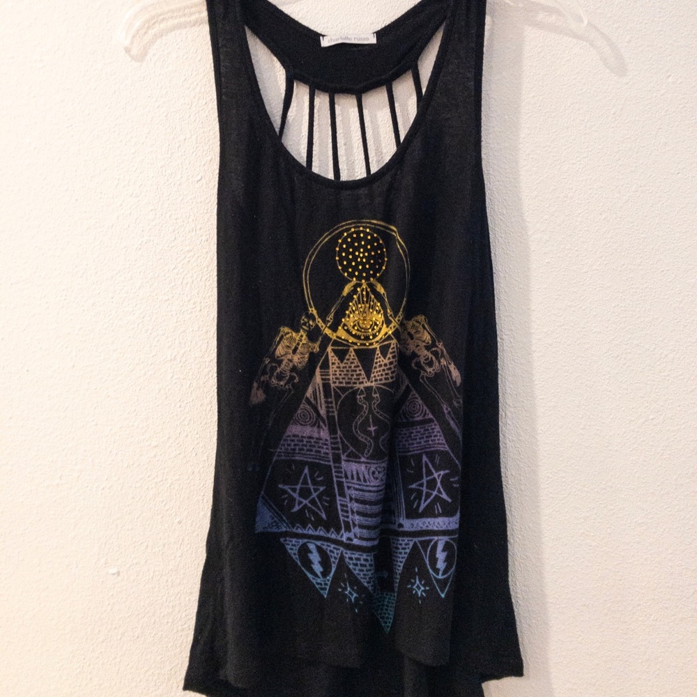 Black Skeleton/Pyramid Graphic Tank Top